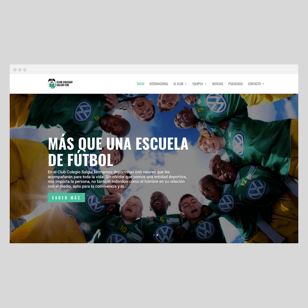 diseño web escuela de fútbol