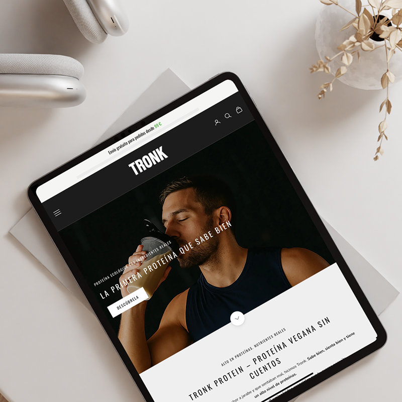proyecto tronk protein tienda shopify diseñada por alberto fuster