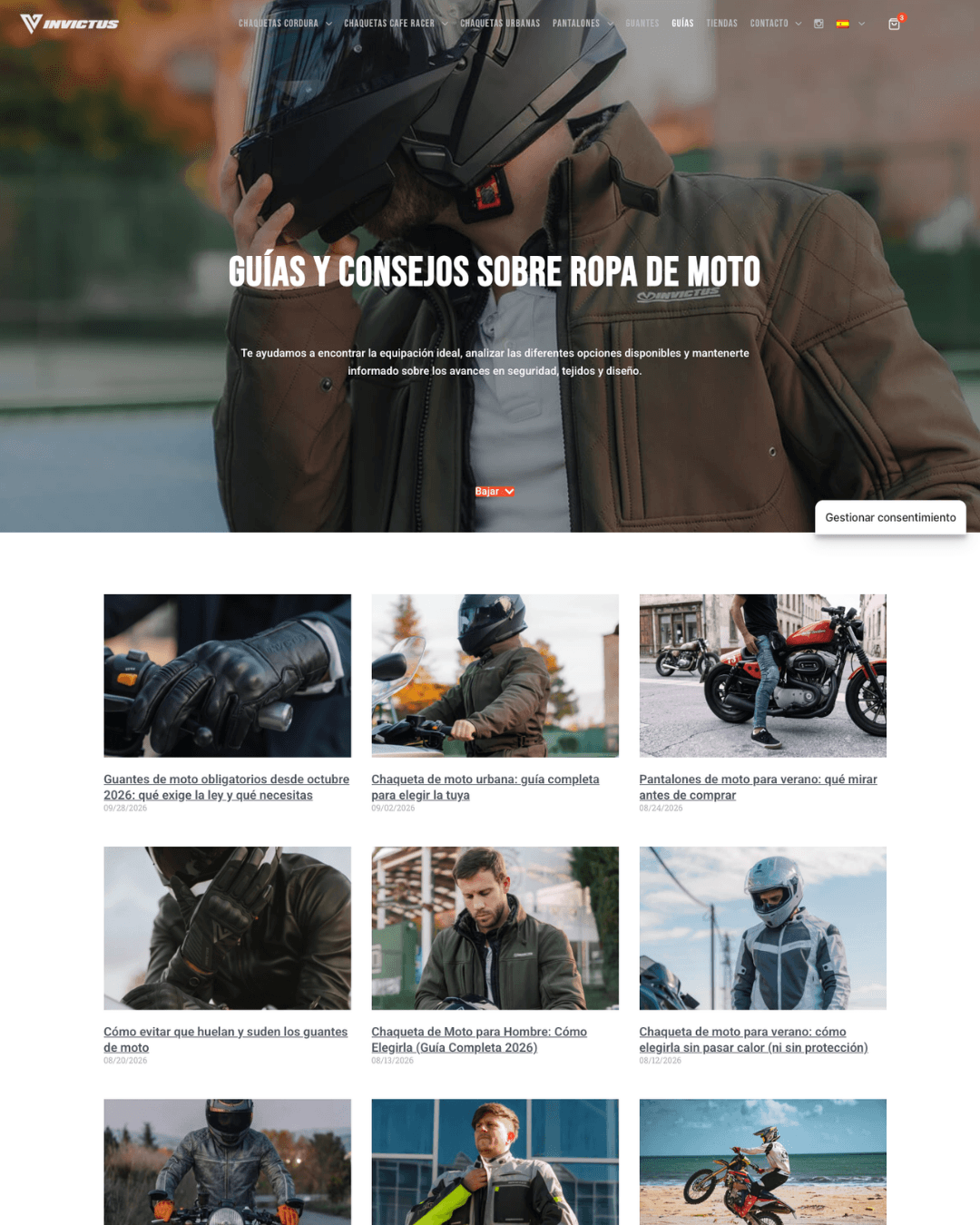 contenido seo invictus ropa de moto